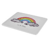Waterverf regenboog en wolken snijplank (Hoek)