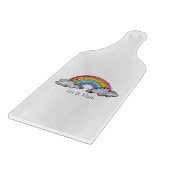 Waterverf regenboog en wolken snijplank (Hoek)