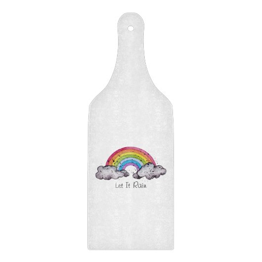 Waterverf regenboog en wolken snijplank (Voorkant)