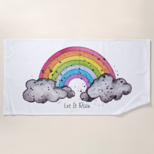 Waterverf regenboog en wolken strandlaken
