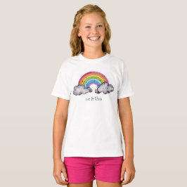 Waterverf regenboog en wolken t-shirt