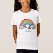 Waterverf regenboog en wolken t-shirt (Voorkant)