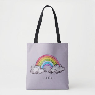 Waterverf regenboog en wolken tote bag