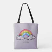 Waterverf regenboog en wolken tote bag (Achterkant)