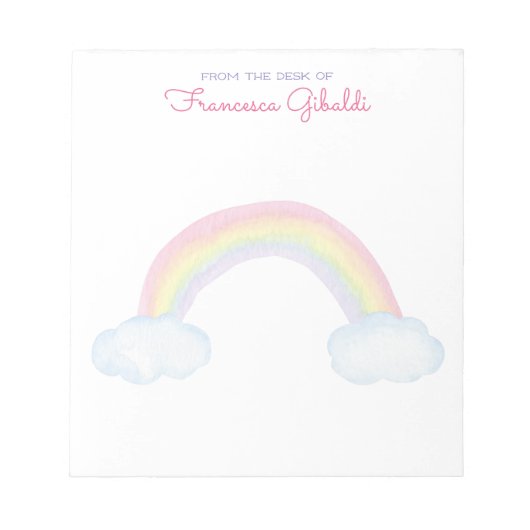 Waterverf regenboog en wolken van het bureau van notitieblok (Voorkant)
