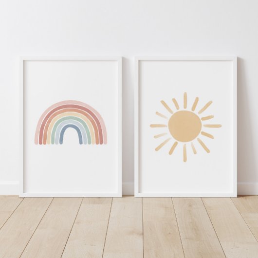 Waterverf Regenboog en Zonnekwekerij Muurkunst Sets