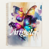 Waterverf regenboog fladderen vlinders planner (Voorkant)