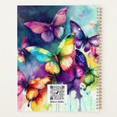 Waterverf regenboog fladderende vlinders planner (Achterkant)