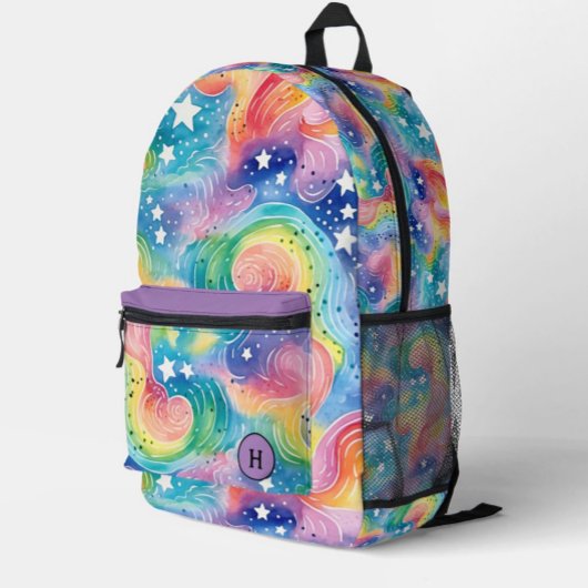  Waterverf Regenboog Galaxy Monogram Bedrukte Rugzak