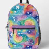 Waterverf Regenboog Galaxy Monogram Bedrukte Rugzak