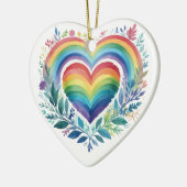 WATERVERF REGENBOOG GEKLEURDE HARTEN KERAMISCH ORNAMENT (Links)