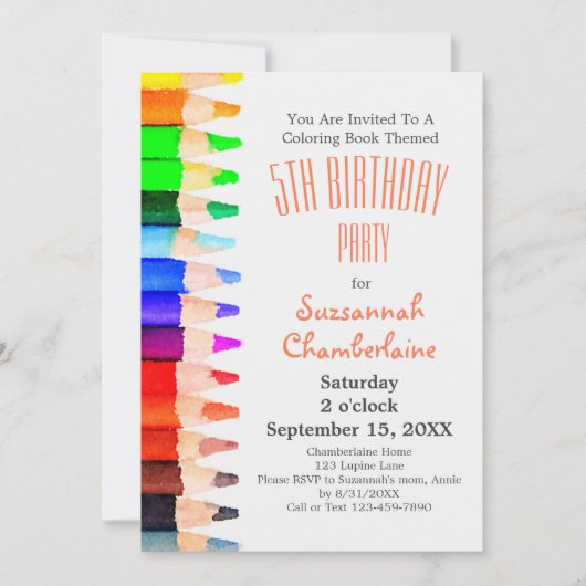 Waterverf regenboog gekleurde potloden Kinder part Kaart (Voorkant)