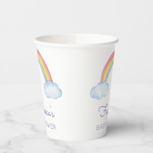 Waterverf Regenboog Genderneutraal Baby shower Papieren Bekers (Links)