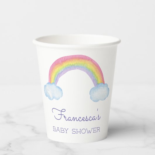 Waterverf Regenboog Genderneutraal Baby shower Papieren Bekers (Voorkant)