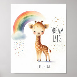Waterverf regenboog Giraffe droom groot Poster