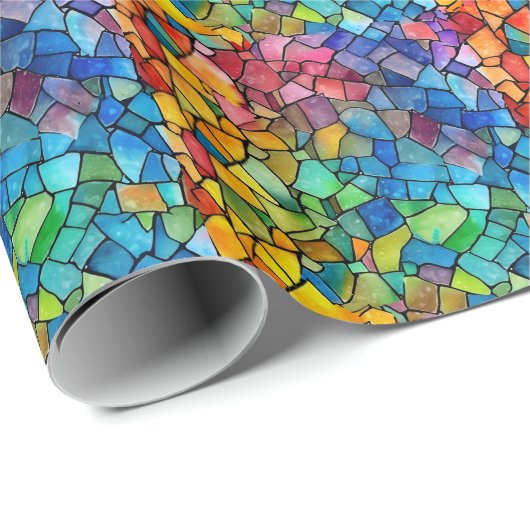 Waterverf regenboog Glas in lood Cadeaupapier (Rol Hoek)