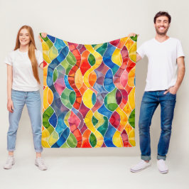Waterverf Regenboog Glas in Lood Fleece Deken