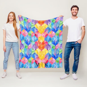 Waterverf regenboog Glas in lood Fleece Deken