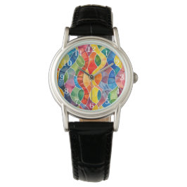 Waterverf regenboog Glas in lood Horloge