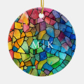 Waterverf regenboog Glas in lood Keramisch Ornament (Voorkant)