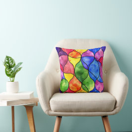 Waterverf regenboog Glas in lood Kussen
