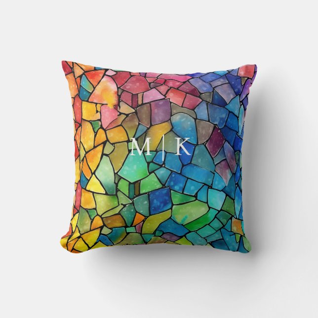 Waterverf regenboog Glas in lood Kussen (Voorkant)