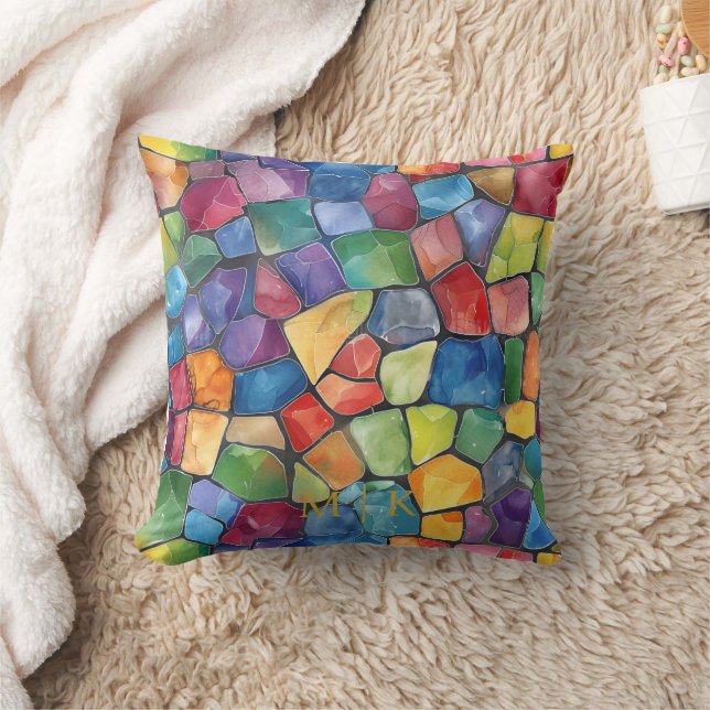 Waterverf regenboog Glas in lood Kussen (Deken)
