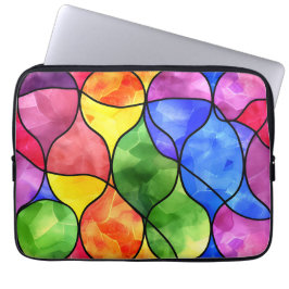 Waterverf regenboog Glas in lood Laptop Sleeve