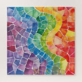 Waterverf regenboog Glas in lood Legpuzzel (Verticaal)