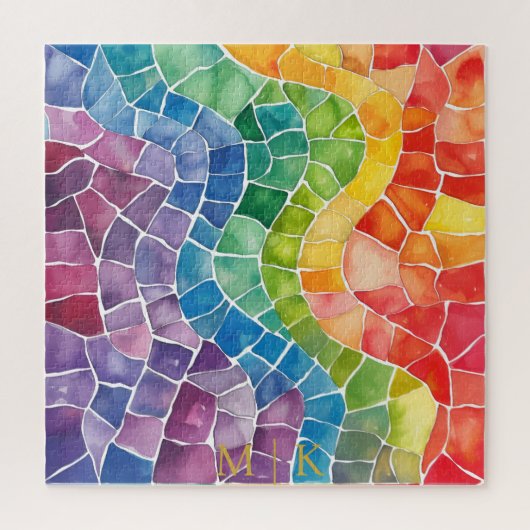 Waterverf regenboog Glas in lood Legpuzzel (Verticaal)