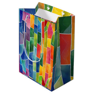 Waterverf Regenboog Glas in Lood Medium Cadeauzakje