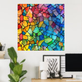 Waterverf regenboog Glas in lood Poster (Thuiskantoor)