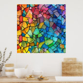 Waterverf regenboog Glas in lood Poster (Keuken)