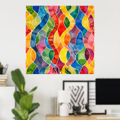 Waterverf regenboog Glas in lood Poster (Thuiskantoor)