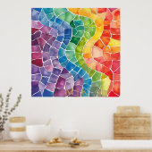 Waterverf regenboog Glas in lood Poster (Keuken)