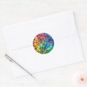 Waterverf regenboog Glas in lood Ronde Sticker (Envelop)