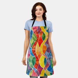 Waterverf regenboog Glas in lood Schort