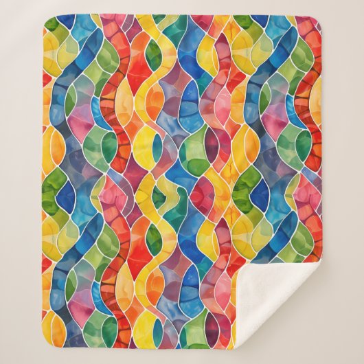 Waterverf regenboog Glas in lood Sherpa Deken (Voorkant)