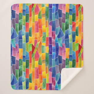 Waterverf Regenboog Glas-in-Lood Sherpa Deken