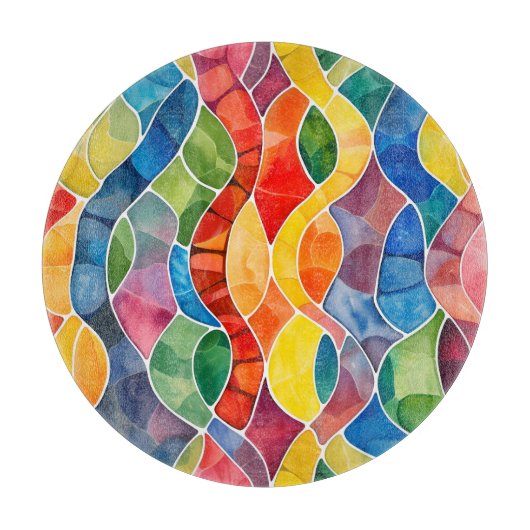 Waterverf regenboog Glas in lood Snijplank (Voorkant)