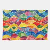 Waterverf regenboog Glas in lood Theedoek (Horizontaal)