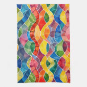 Waterverf regenboog Glas in lood Theedoek (Verticaal)