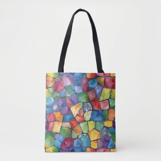 Waterverf regenboog Glas in lood Tote Bag (Voorkant)