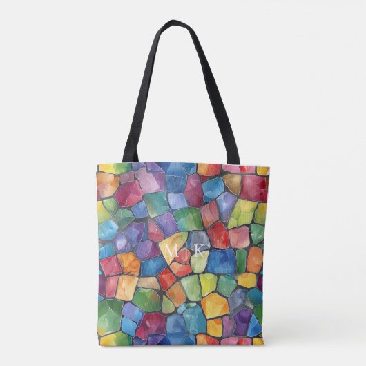 Waterverf regenboog Glas in lood Tote Bag (Achterkant)