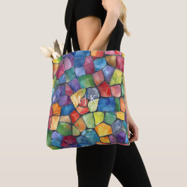 Waterverf regenboog Glas in lood Tote Bag