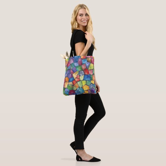 Waterverf regenboog Glas in lood Tote Bag (Op model)
