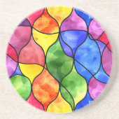 Waterverf Regenboog Glas-in-lood Zandsteen Onderzetter (Voorkant)