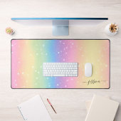 Waterverf Regenboog Glitter Roze Geel Groen Blauw Bureaumat