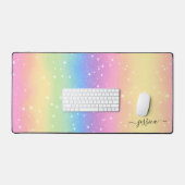 Waterverf Regenboog Glitter Roze Geel Groen Blauw Bureaumat (Keyboard & Muis)