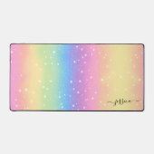 Waterverf Regenboog Glitter Roze Geel Groen Blauw Bureaumat (Voorkant)